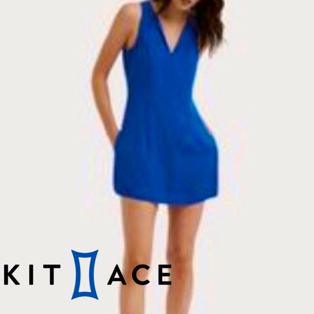 Kit and Ace Stretch Silk Hide and Sleek Romper Mini Dress Skirt Blue Lululemon
